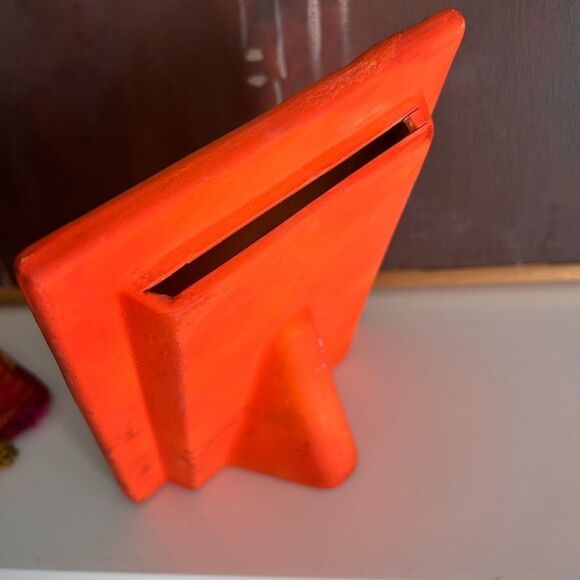 Vtg Mexican Folk Art Pottery Picture Frame Sun Moon Celestial Face Green Blue - Picture 3 of 16